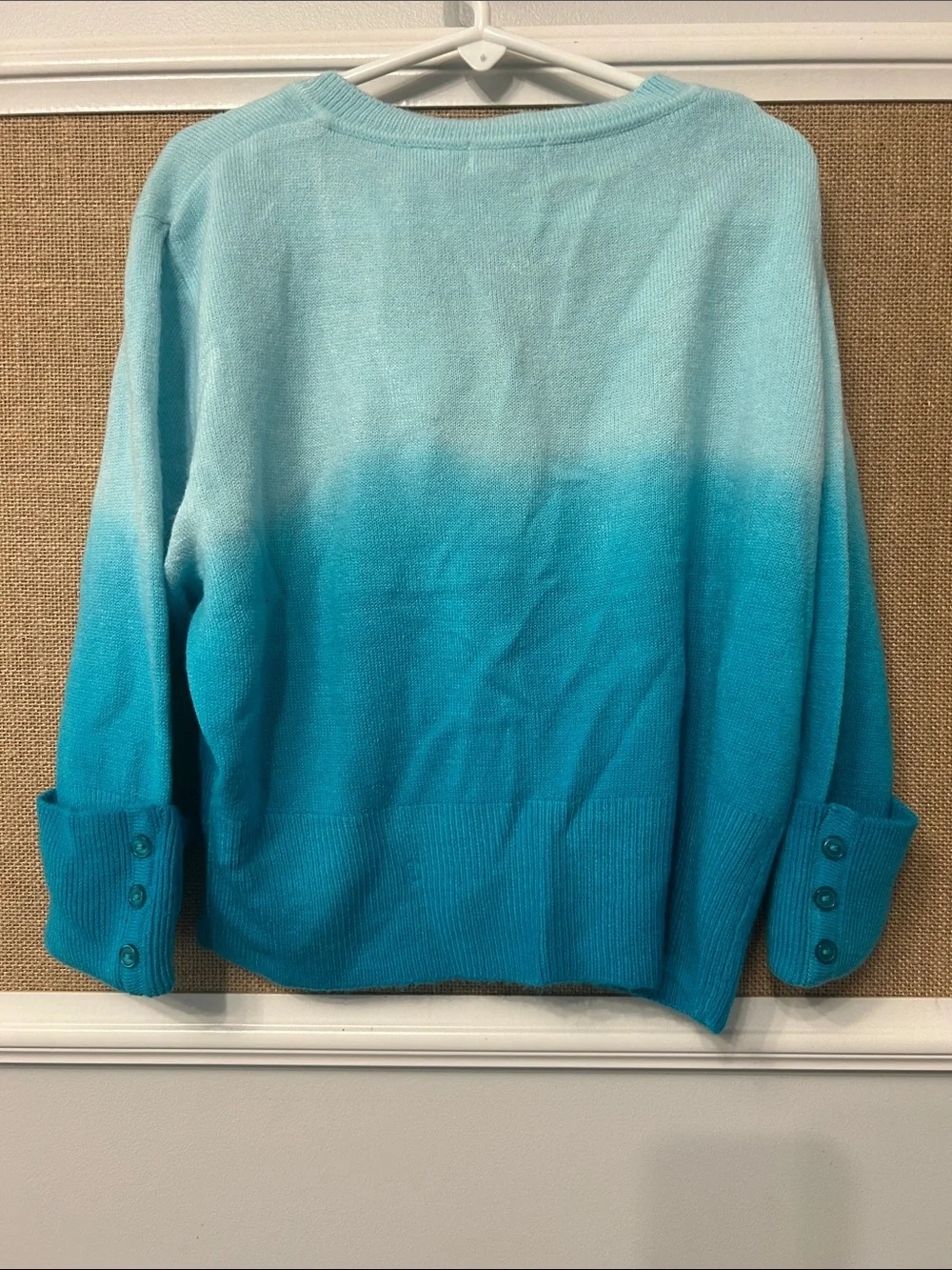 Body Central Aqua Ombre V-Neck Button Cardigan